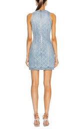 Embellished Denim Mini Dress Balmain