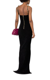 Front Slit Chain Linked Maxi Dress Balmain