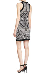 Jacquard Lace Print Mini Dress Balmain