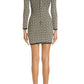 Monogram Jacquard Wool Blend Minidress Balmain