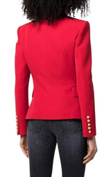 Red Double Breasted Tailored Wool Blazer Balmain