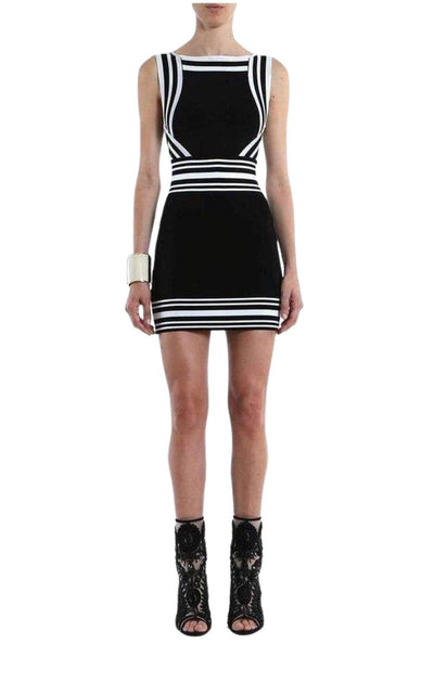 Square-neck Stripe-trim Knit Dress Balmain