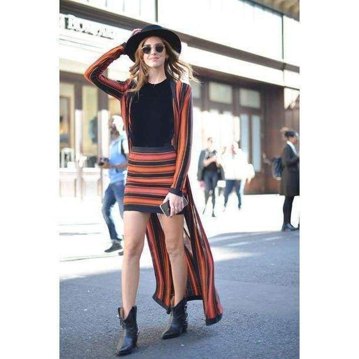 Striped Stretch-Knit Mini Skirt Balmain