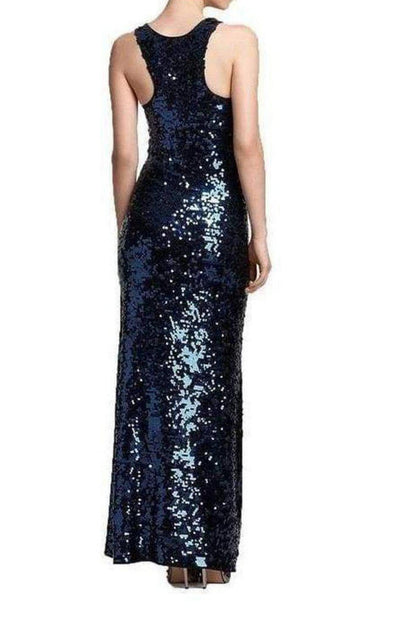 Allure Blue Sequined Maxi Dress BCBGMAXAZRIA