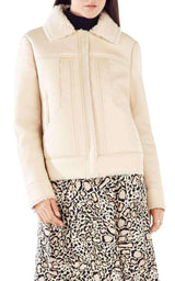 Carlton Faux Leather Aviator Jacket BCBGMAXAZRIA