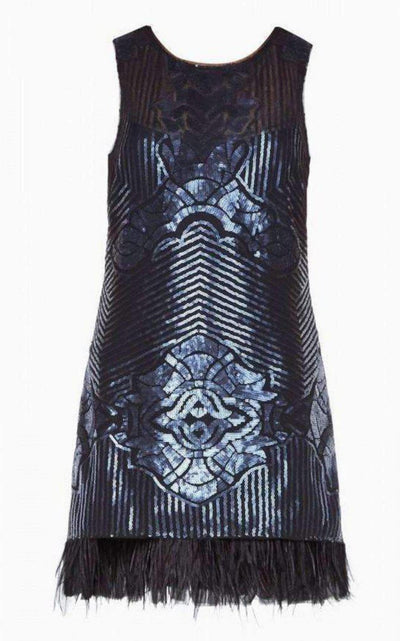 Caterina Sequin Feather Dress BCBGMAXAZRIA