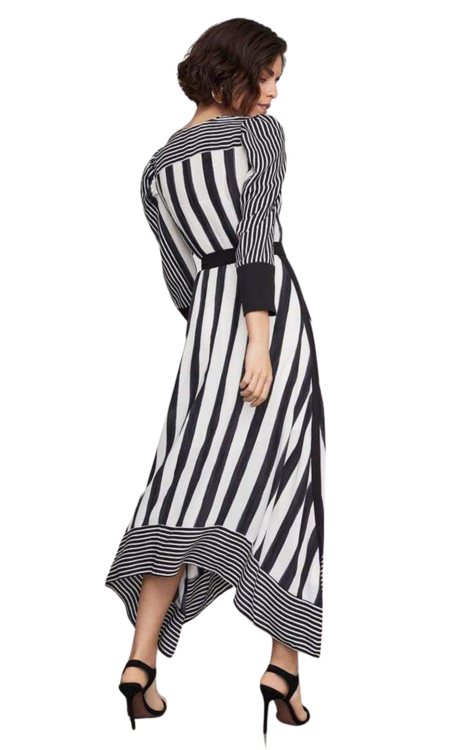 Costa Stripe Faux Wrap Dress BCBGMAXAZRIA