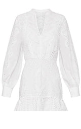 Cotton Eyelet Ruffle Shirt Dress BCBGMAXAZRIA