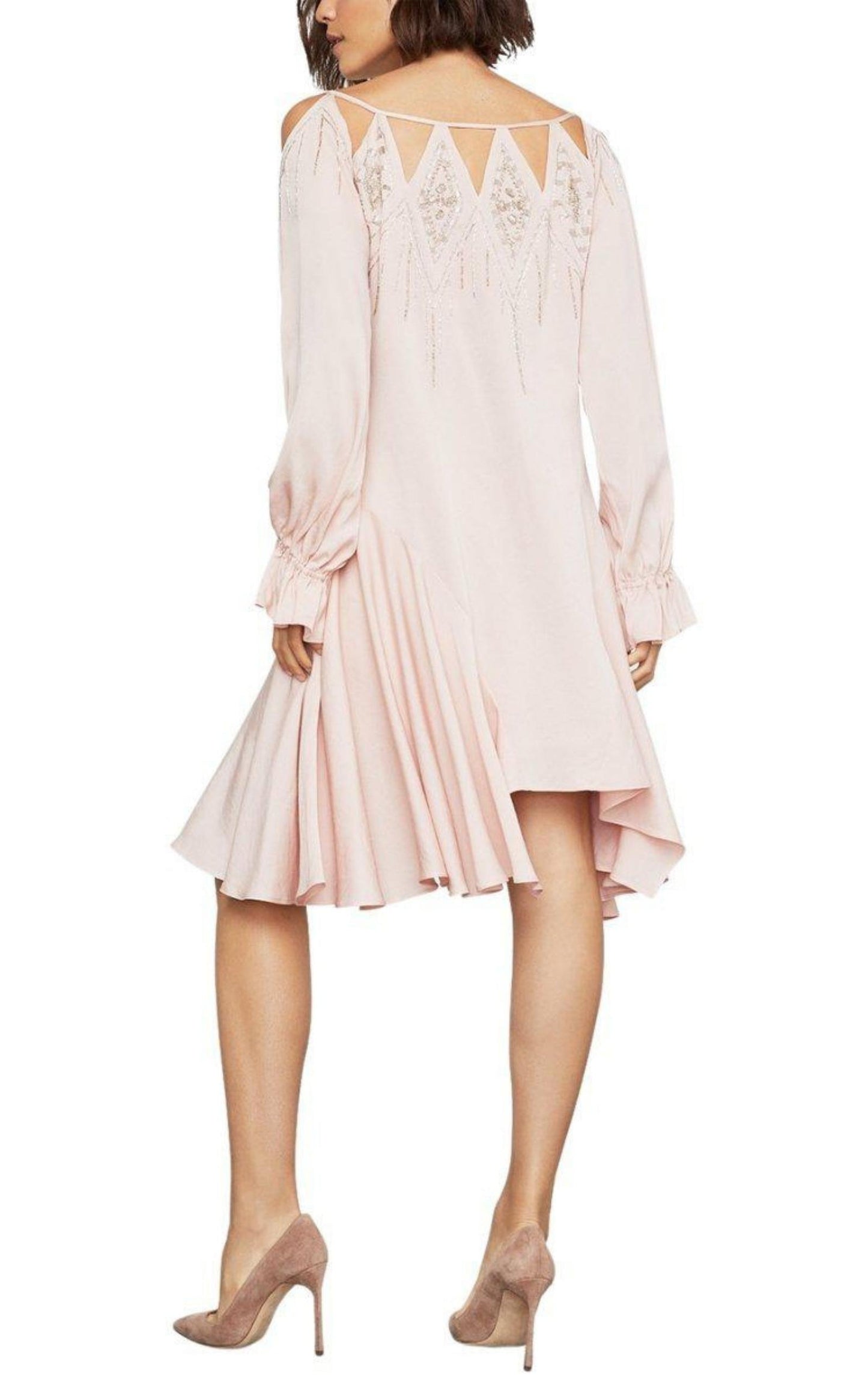 Embellished Cutout-Neck Drop-Waist Dress BCBGMAXAZRIA