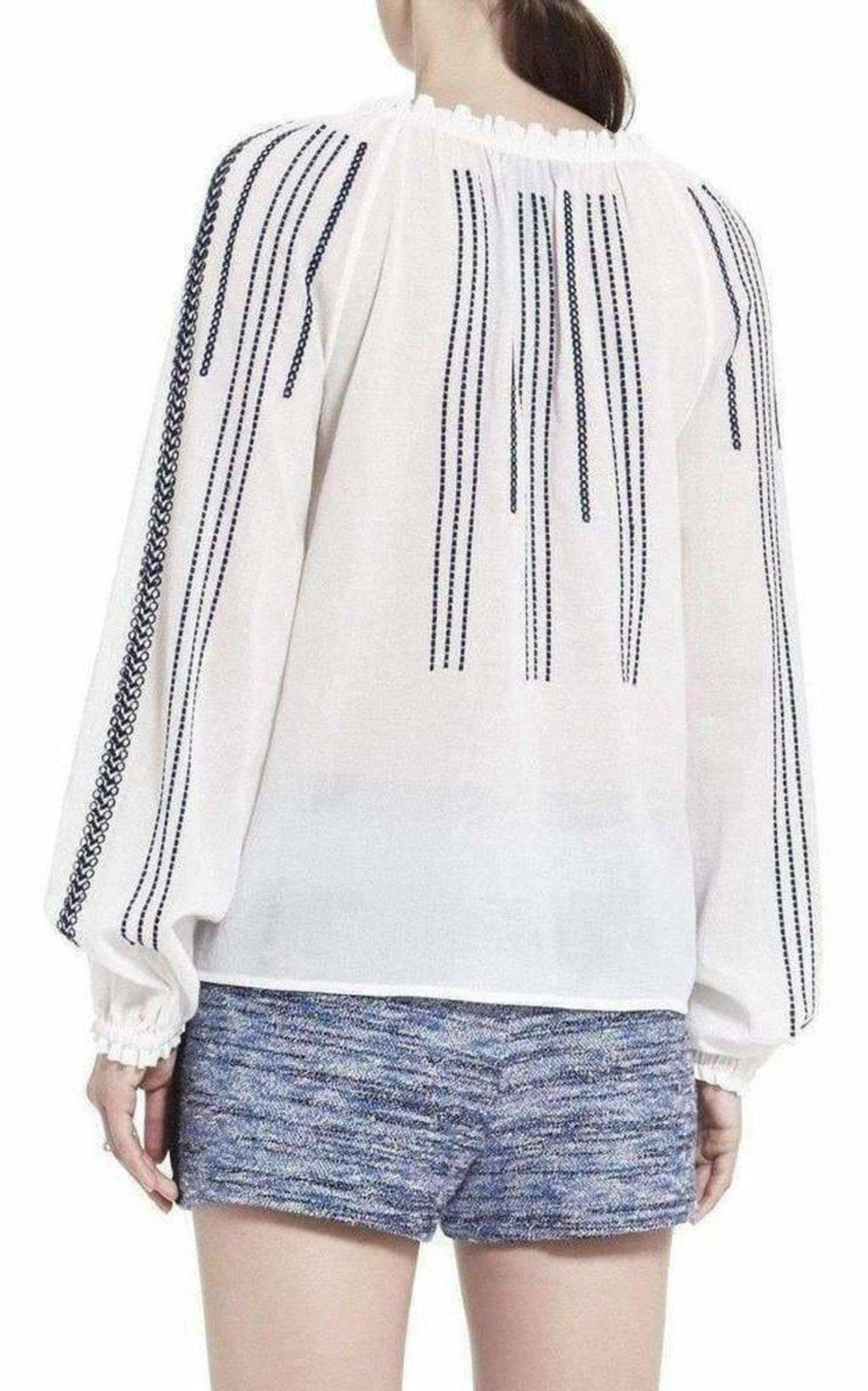 Embroidered Long Sleeve Blouse BCBGMAXAZRIA