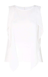 Ivorie Sleeveless Ruffle Top BCBGMAXAZRIA