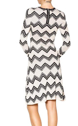 Keeley Jacquard Zigzag Sweater Silk Blend Dress BCBGMAXAZRIA