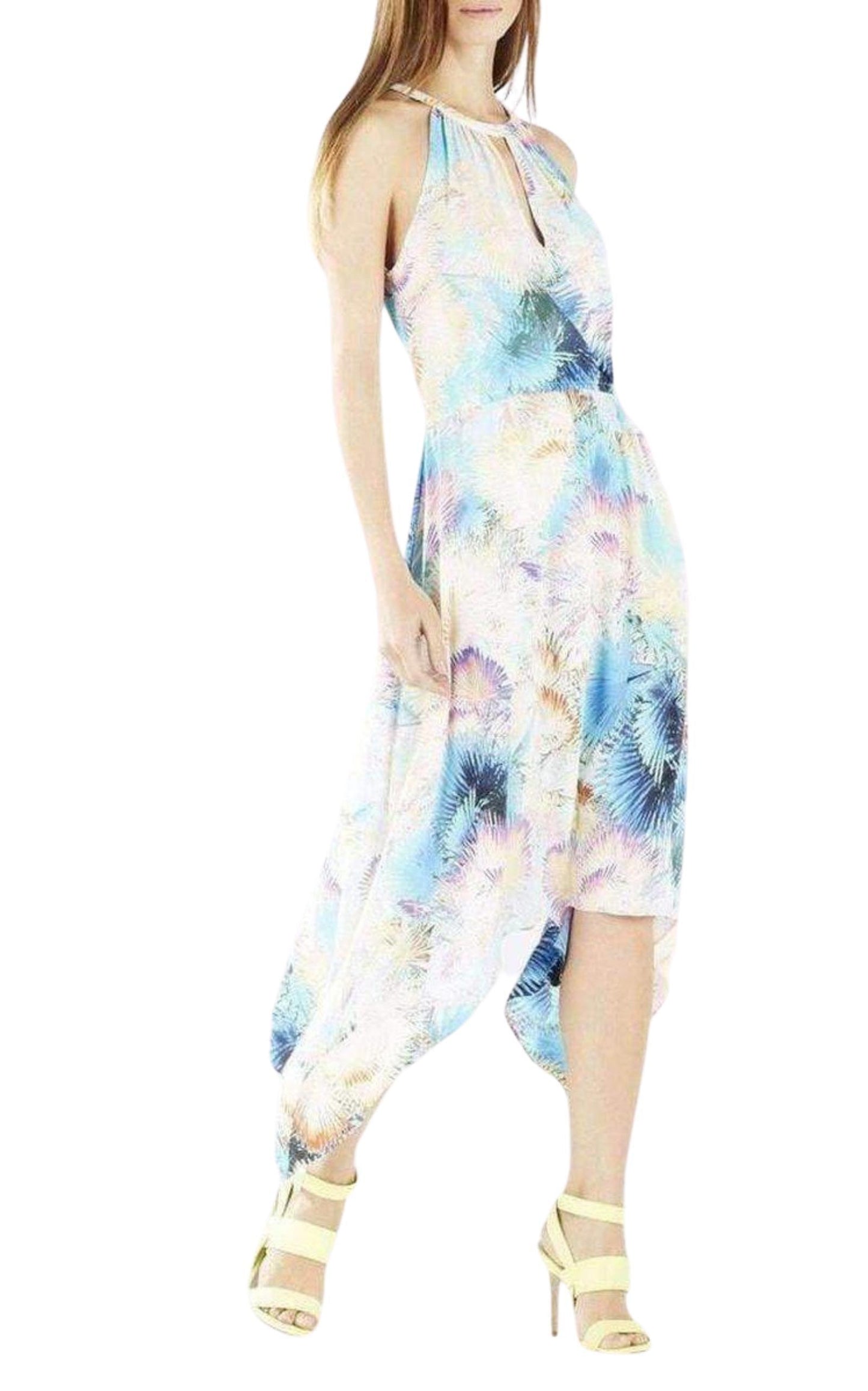 Keelie Printed Waist Tie Halter Dress BCBGMAXAZRIA