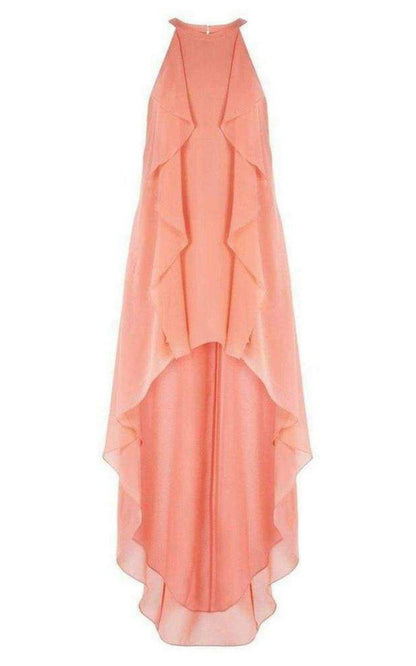 Kelsia Cascade Ruffle Halter Dress IQI66D43-6R3 BCBGMAXAZRIA