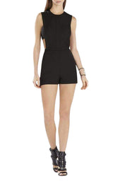 Leni Bib Front Black Romper BCBGMAXAZRIA