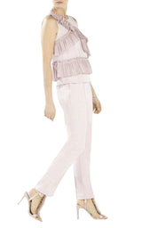 Lorain Pleated Ruffle Applique Top BCBGMAXAZRIA