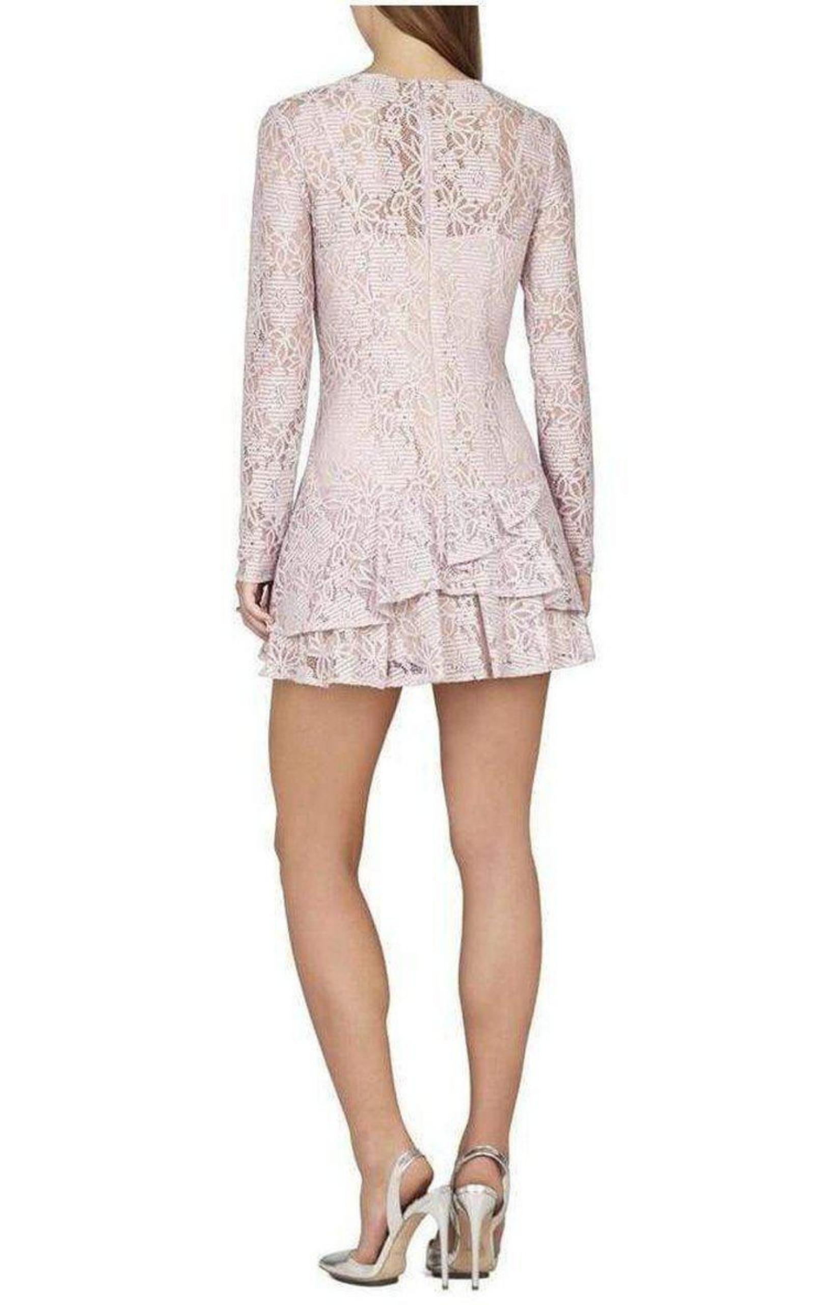 Lysa Asymmetrical Flounce Lace Dress BCBGMAXAZRIA