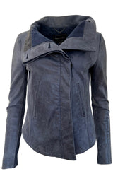 Moto Blue Leather Jacket BCBGMAXAZRIA