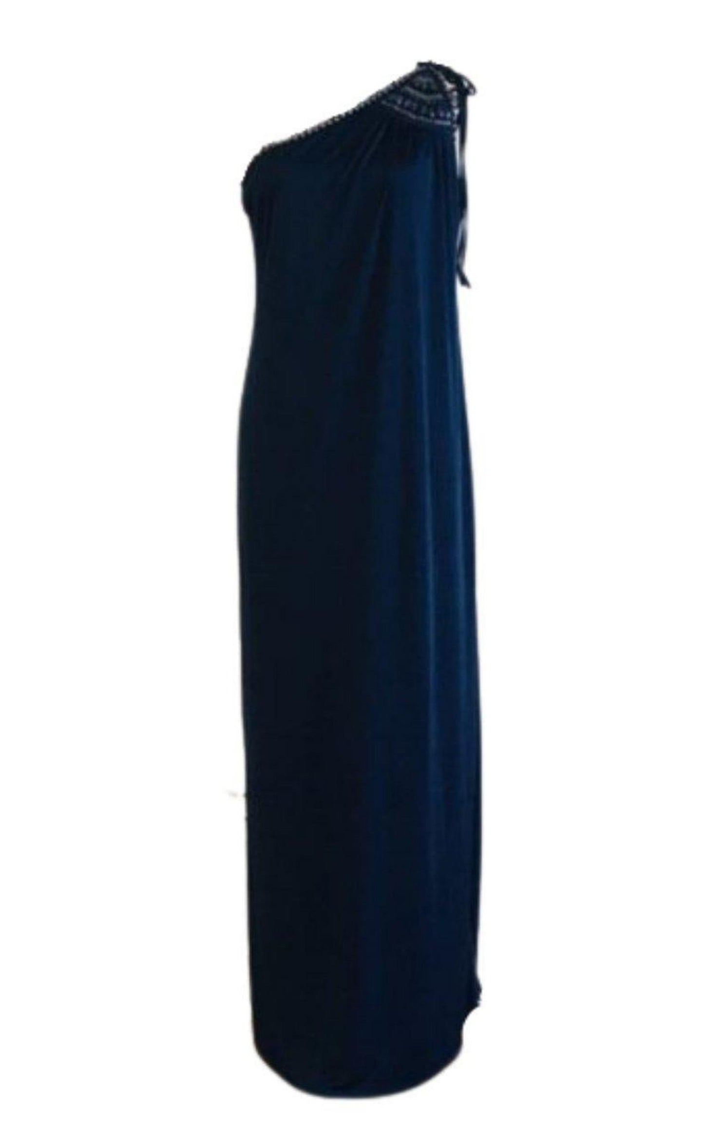 Navy One Shoulder Dress BCBGMAXAZRIA