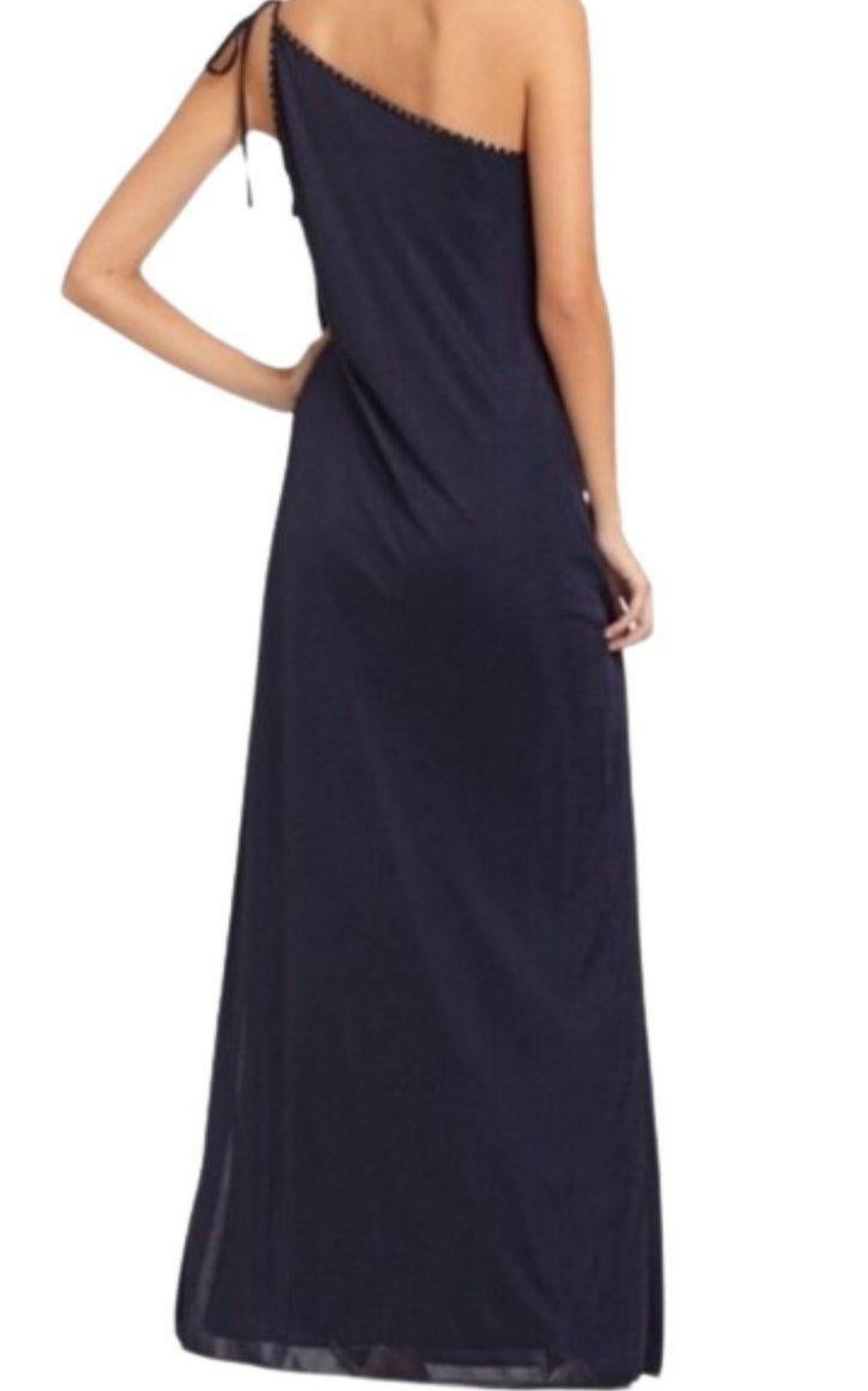 Navy One Shoulder Dress BCBGMAXAZRIA