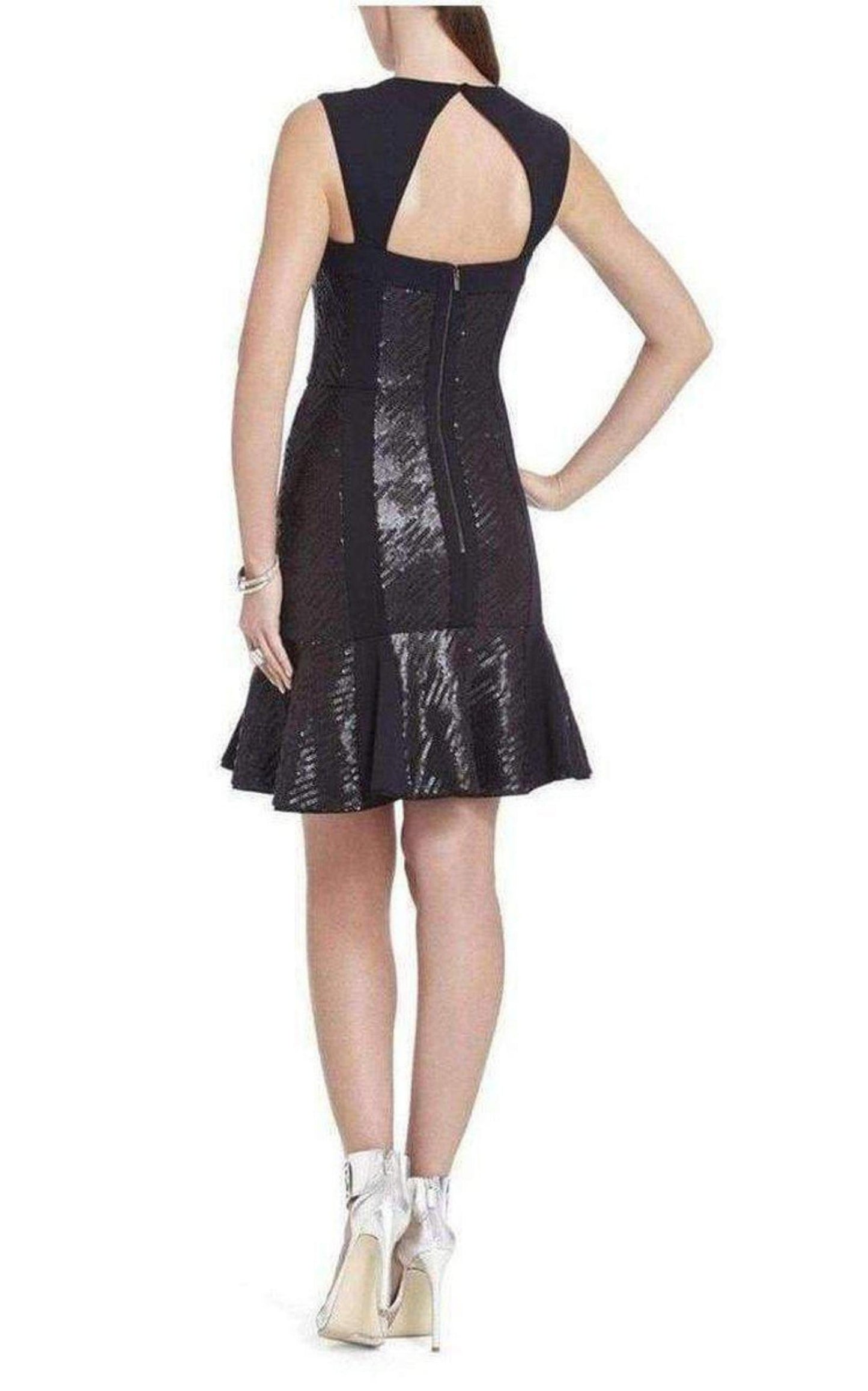 Noelle Fitted Sequin Flounce Dress BCBGMAXAZRIA