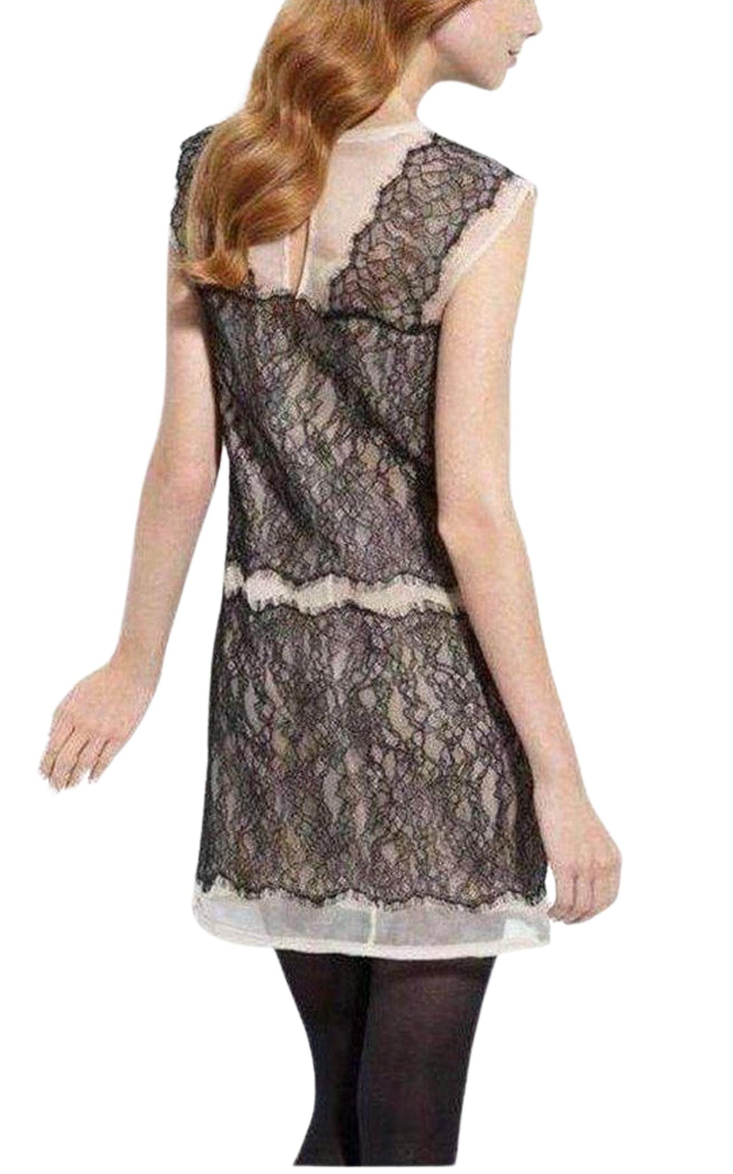 Organza Lace Sheer Sleeveless Dress BCBGMAXAZRIA