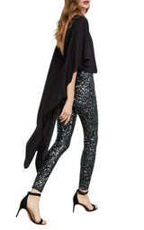 Sequined Cape Sleeves Jumpsuit BCBGMAXAZRIA