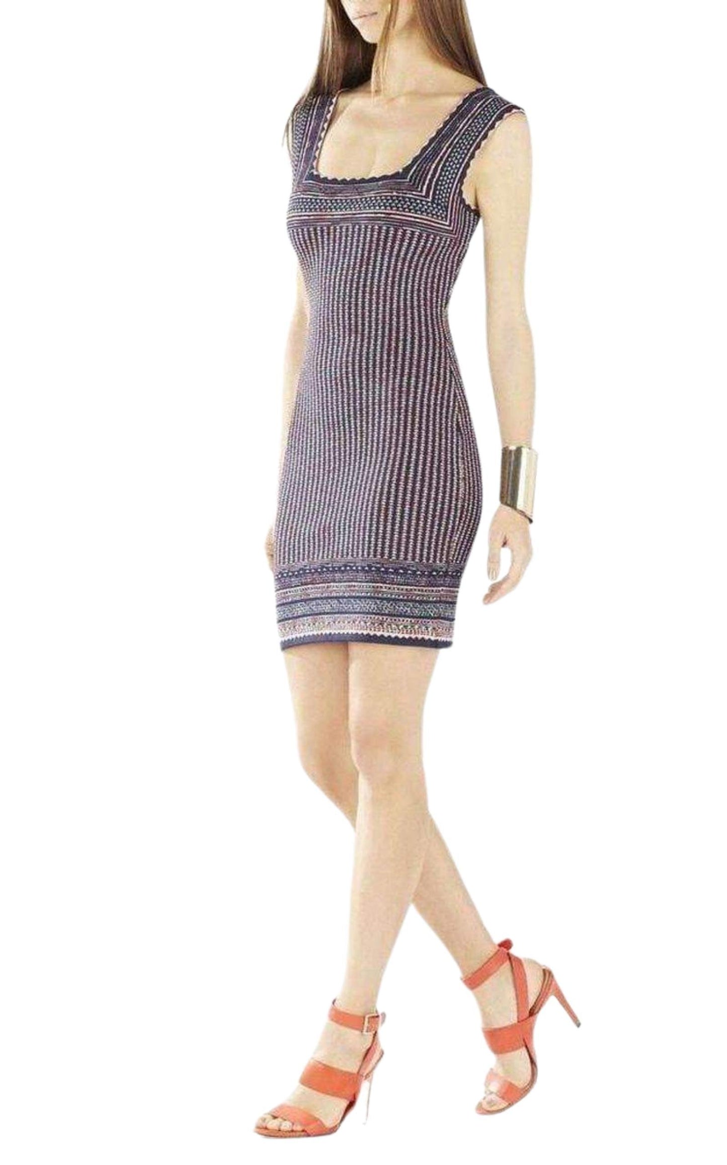 Sheina Jacquard Square Neck Dress BCBGMAXAZRIA