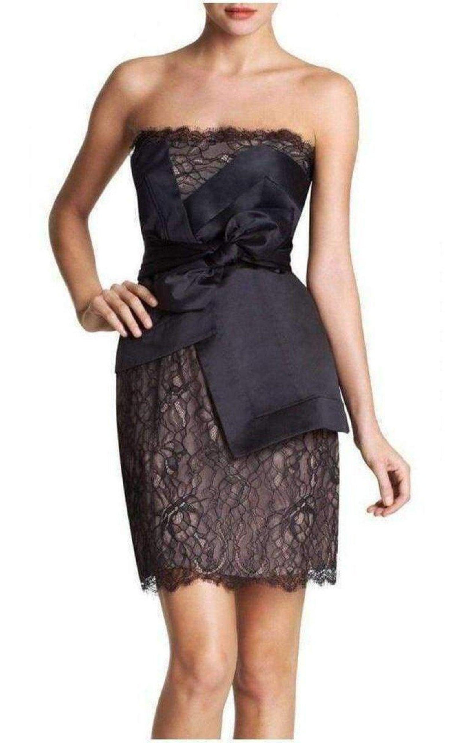 BCBGMAXAZRIA Strapless Lace Bustier Mini Dress