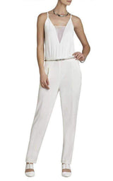 Waylen Sleeveless White Jumpsuit BCBGMAXAZRIA