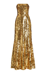 Sequined Strapless Gown Dress Carolina Herrera