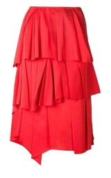 Red Draped Ruffled Skirt Cedric Charlier