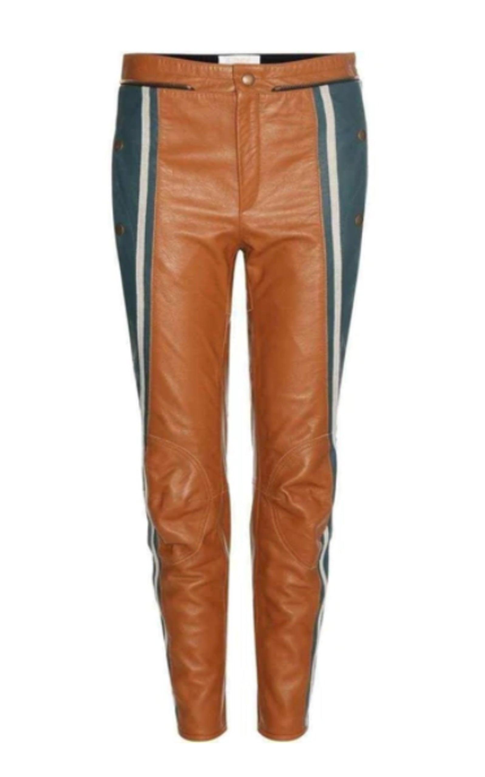 Biker Cropped Striped Leather Pants Chloe