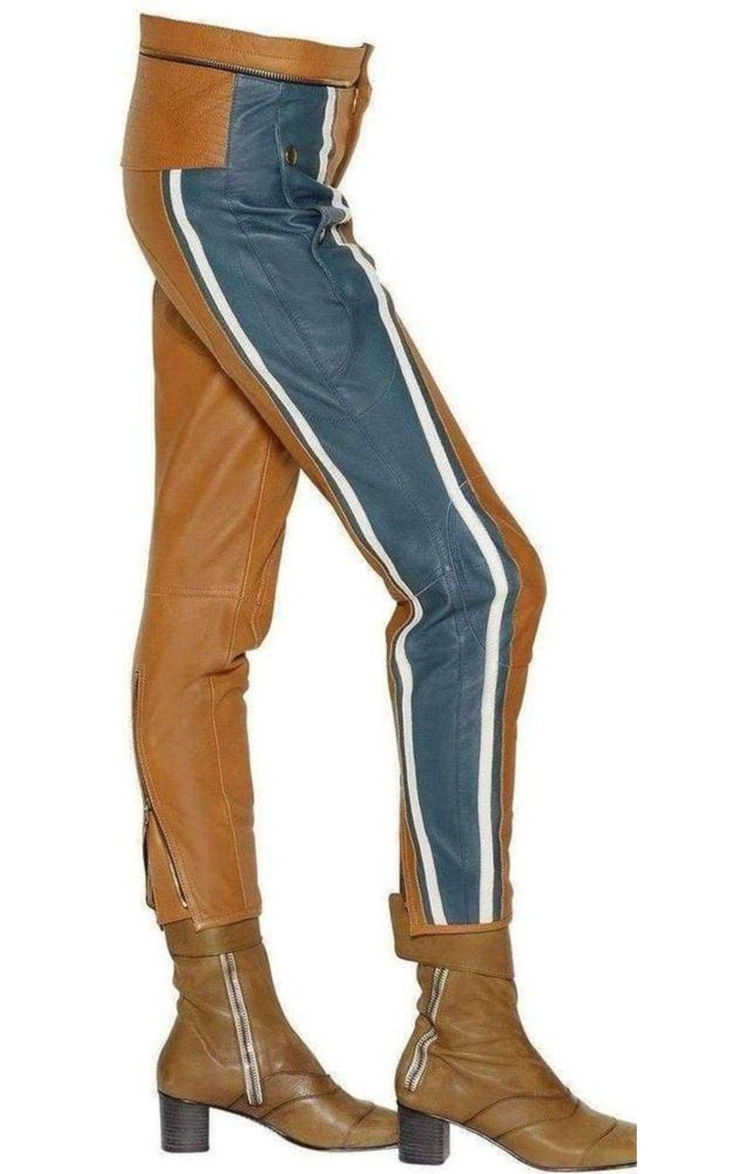 Biker Cropped Striped Leather Pants Chloe