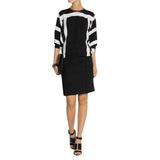 Black and White Crepe Shift Dress Chloe