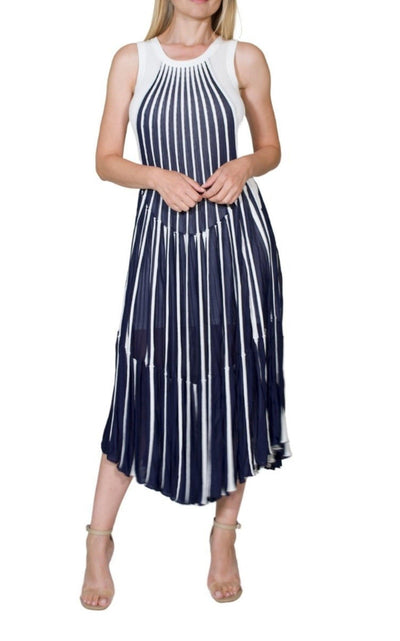 Vertical Stripe Midi Dress Chloe