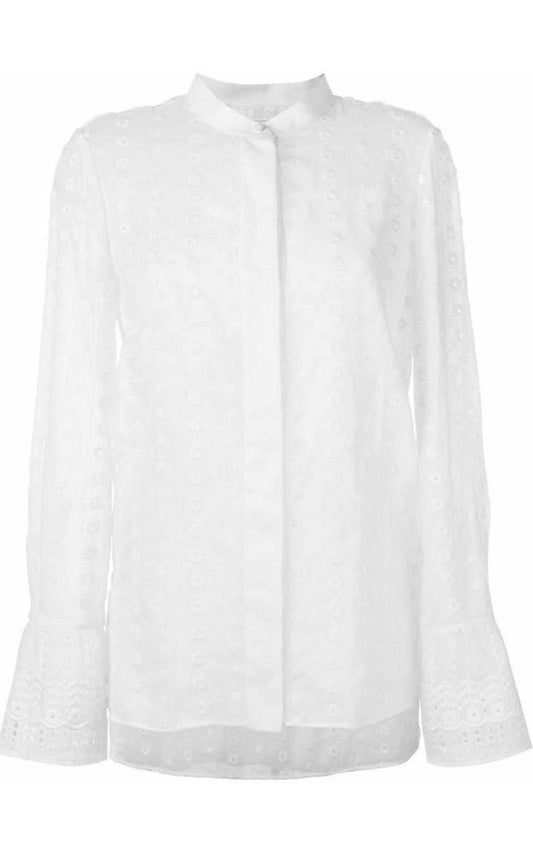 White Cotton Embroidered Shirt Chloe