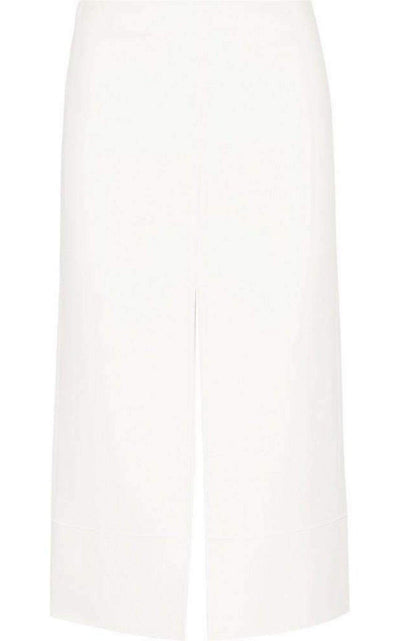 White Crepe Slit Knee Length Skirt Chloe