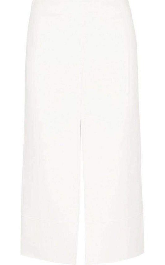 White Crepe Slit Knee Length Skirt Chloe