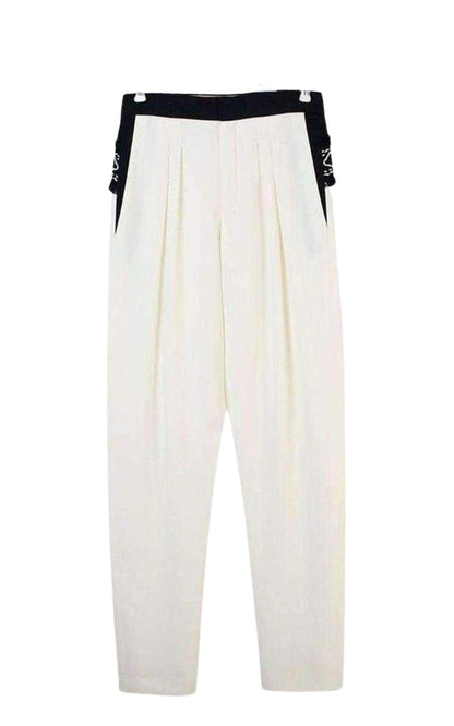 White Embroidered Cotton Pants Chloe