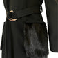 Black Classic Coat with Faux Fur Pockets Cult Moda