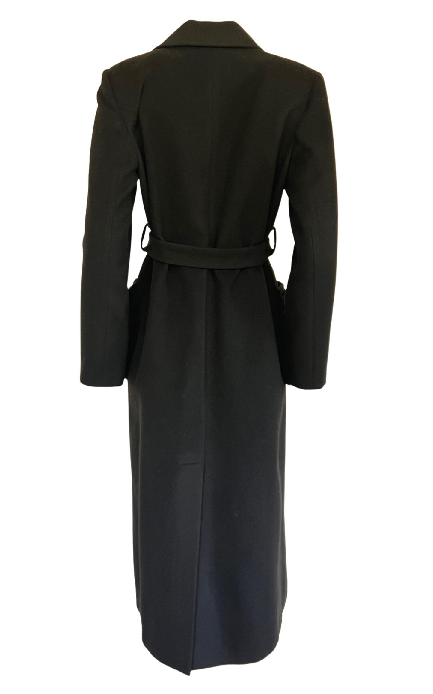 Black Classic Coat with Faux Fur Pockets Cult Moda