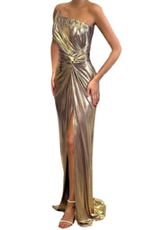 Cult Moda Gold Metallic Cocktail Prom Dress