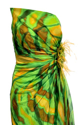 Dekolte Strapless Green Cocktail Party Dress