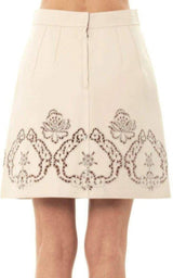 Beige Laser-cut Leather Skirt Dolce & Gabbana