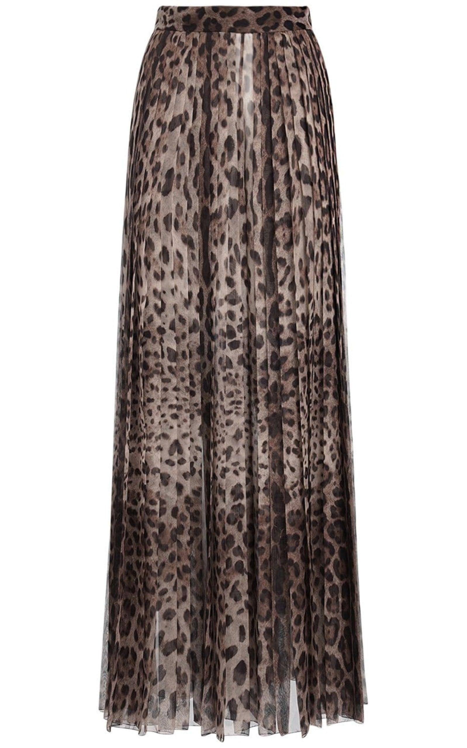 Leopard Print Wide Chiffon Pants Dolce & Gabbana