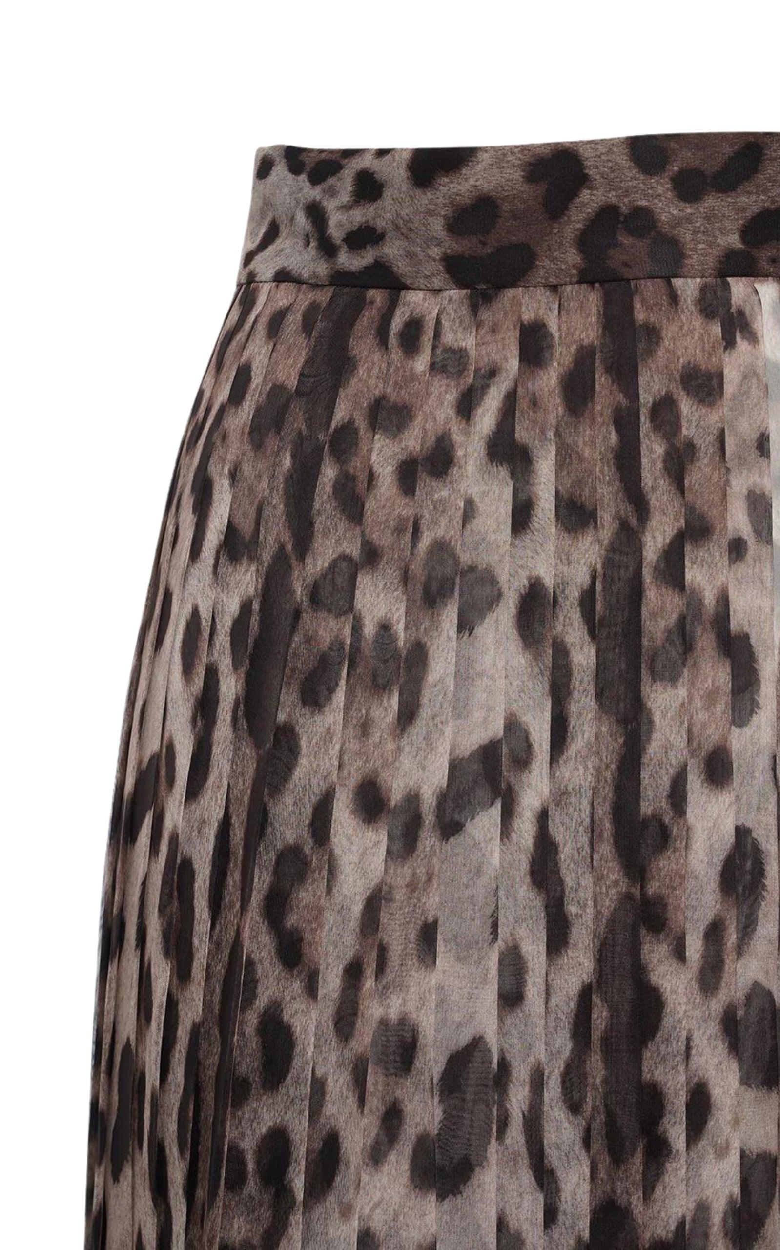 Leopard Print Wide Chiffon Pants Dolce & Gabbana