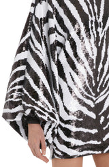 Zebra Print Sequined One-shoulder Dress Dolce & Gabbana