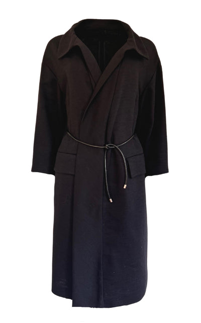 Black Cotton Three-Quarter Coat Dries Van Noten