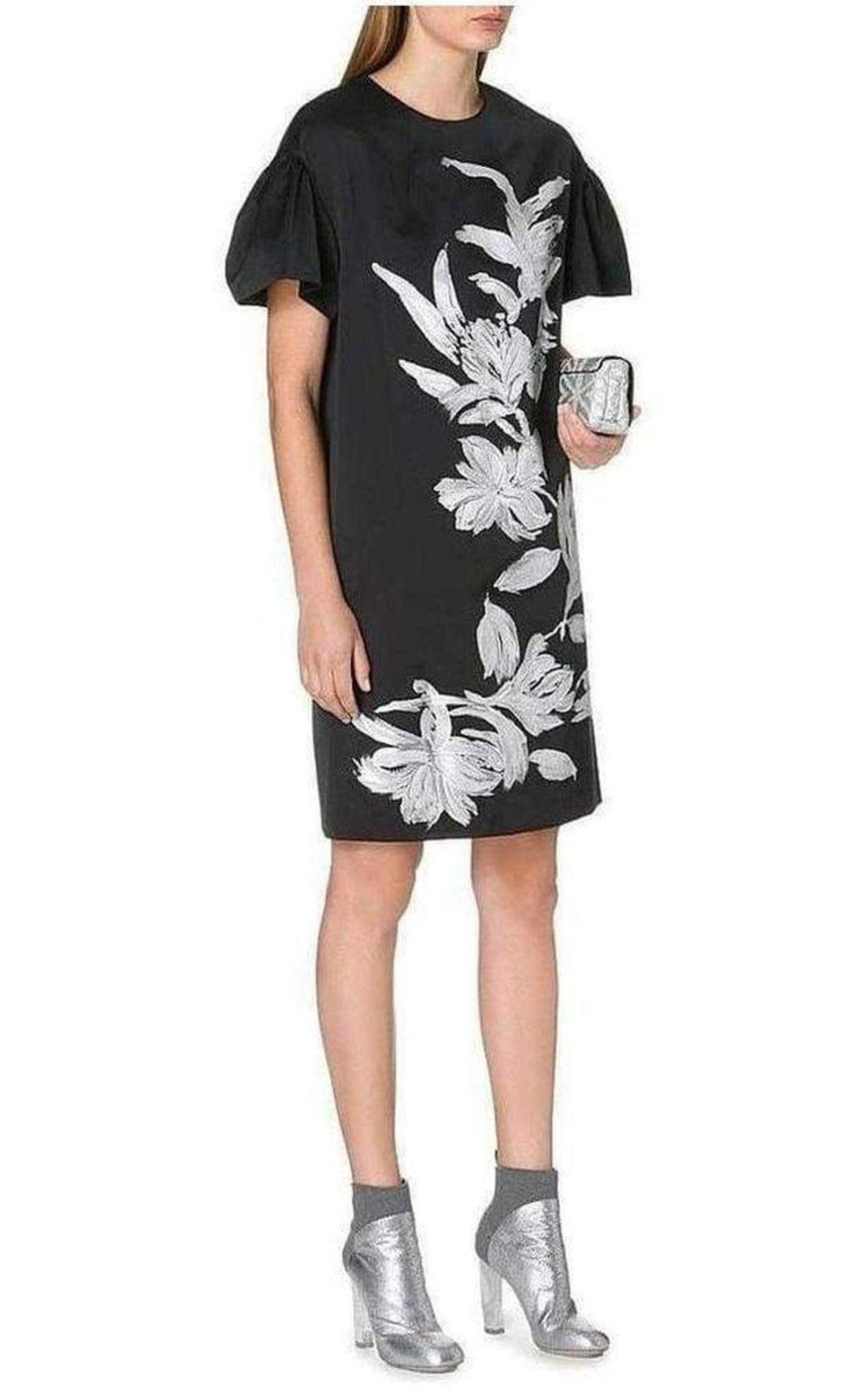 Floral Motif Silk Blend Dress Dries Van Noten